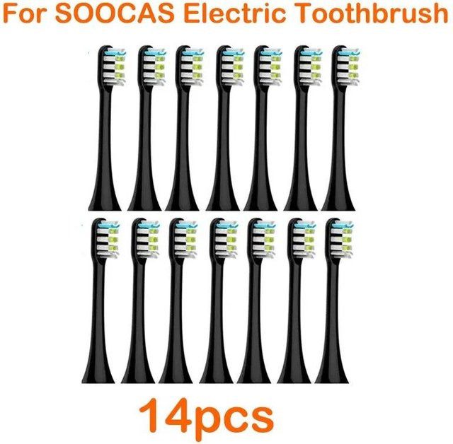Soocas Ersatzbürstenköpfe für X3/X3U/X5, 14 Stück, Schwarz - Bild 1
