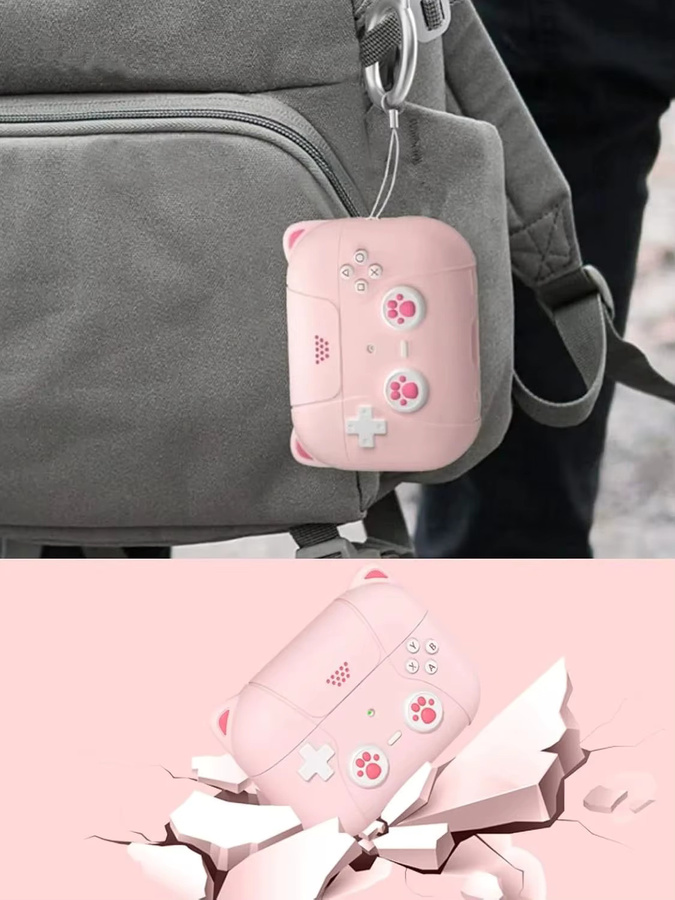 Silikon Schutzhülle im Anime Katze Design für Apple AirPods Pro 3, Farbe: Lila - Bild 4