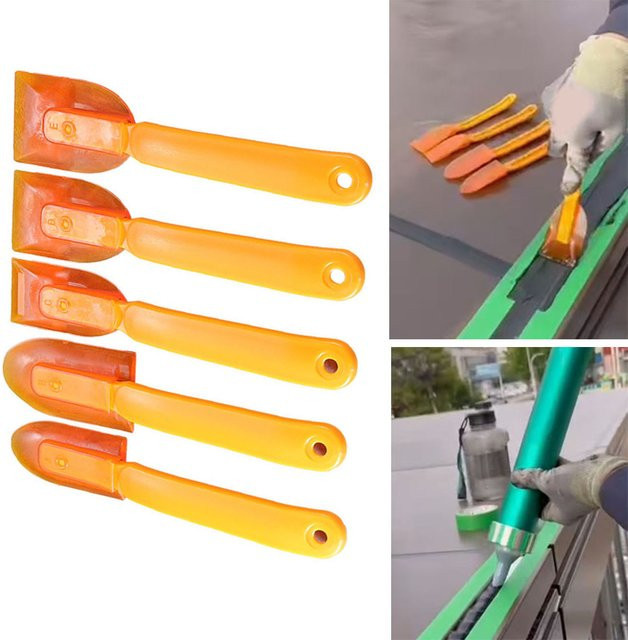 DAZZLEEX 5er Set Silikon Dichtstoff Spachtel aus Kunststoff in Orange zur Abdichtung und zum Finishing - Bild 1