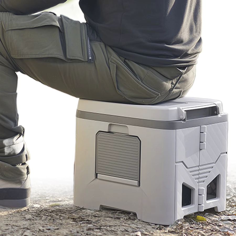 Tragbare Klapp-Toilette für Camping und Outdoor von APWIKOGER in Sand, bis 150 kg Tragfähigkeit - Bild 3