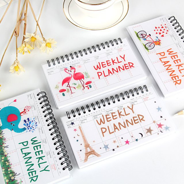 Kawaii Notizbuch mit Spiralbindung als Wochen- und Monatsplaner, buntes Softcover Organizer für Schule und Studium - Bild 1