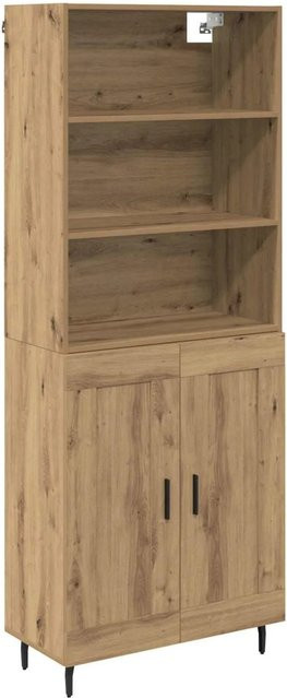 vidaXL Highboard Artisan-Eiche mit Glastüren und Regalen, Farbe Braun, B/T/H: 69,5 x 34 x 180 cm - Bild 1