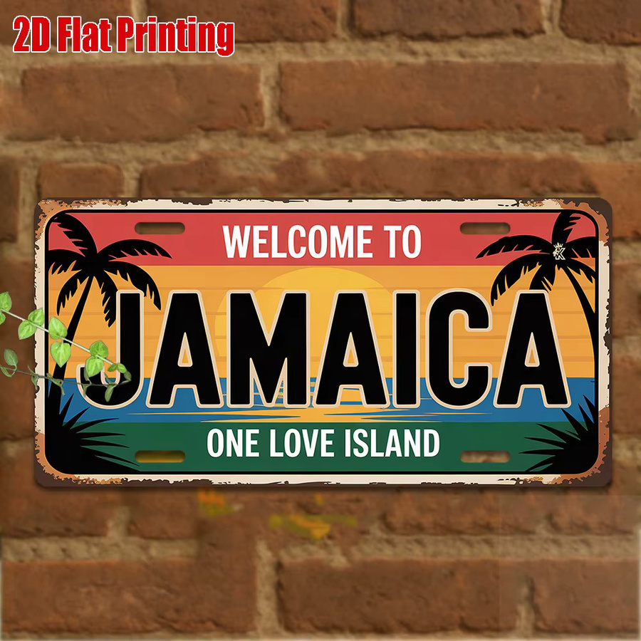 CIFBUY Vintage Jamaika Aluminium-Schild One Love Island Tropische Wanddekoration, Mehrfarbig, B: 30 cm, H: 15 cm - Bild 3
