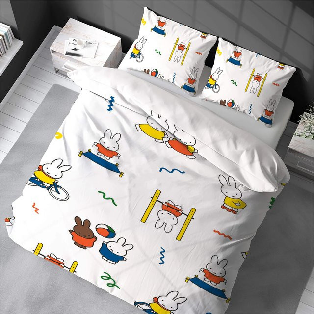 Miffy 3-teiliges Bettwäsche-Set aus Baumwolle in Weiß, Breite: 135 cm, Länge: 200 cm - Bild 1