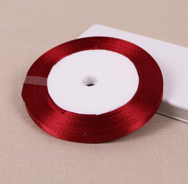 Weinrotes einseitiges Satinband für Geschenkverpackungen und zum Nähen, 25 Yards pro Rolle - Bild 1