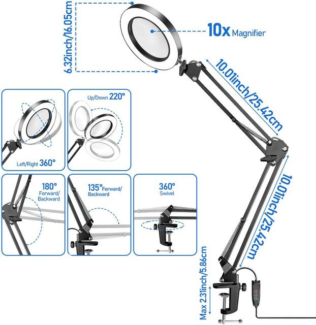 Standlupe 10x, mit LED-Beleuchtung - Bild 1