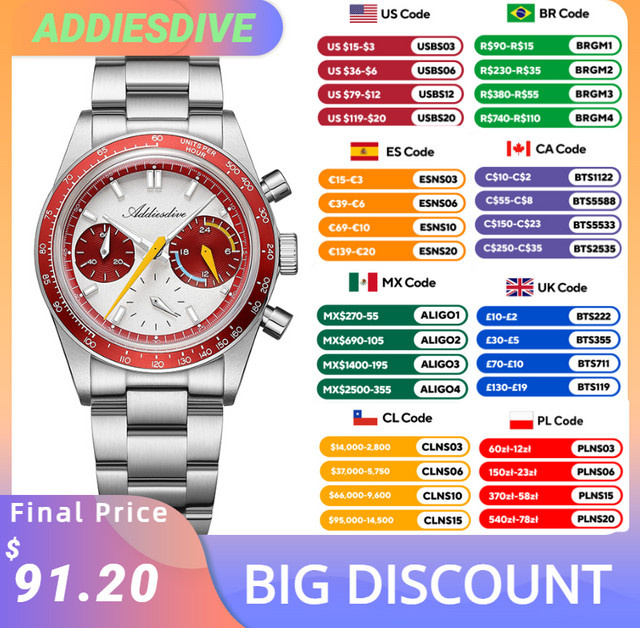 ADDIESDIVE Chronograph, Quarz, Edelstahl, 37 mm, Herren - Bild 1
