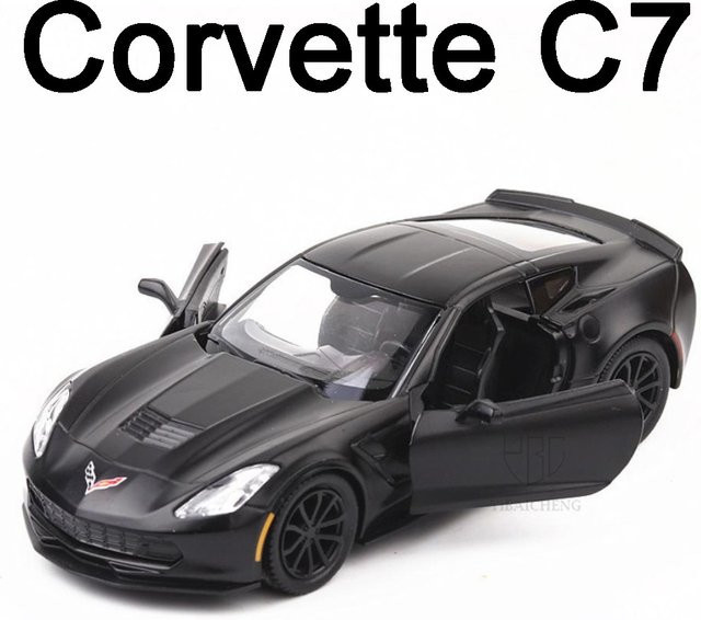 MAKEDA Chevrolet Corvette C7, Modellauto, Maßstab 1:36, Metall, Schwarz - Bild 1