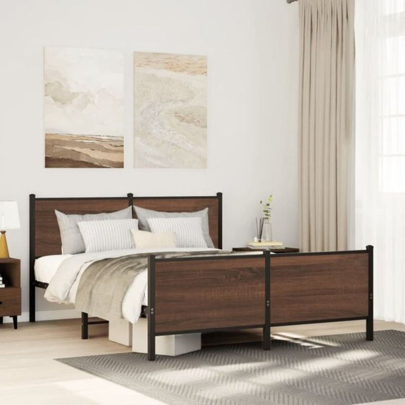 Metallbett Vidaxl aus Stahl in Braun im Industrial Design, B/T: 150 x 200 cm - Bild 1