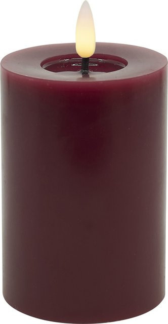 LED Stumpenkerze BASIC aus Echtwachs in Berry/Lila mit Timer, Höhe: 10,0 cm, Breite: 7,5 cm - Bild 1