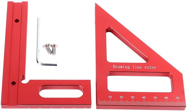 OutsideWorld 3D Mehrwinkel-Messlineal aus Aluminiumlegierung für die Holzbearbeitung, Rot - Bild 1