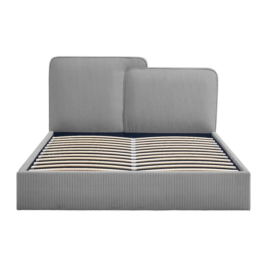 Vente-unique Bett Nayola mit Bettkasten in Grau aus Cord-Samt, B/T/H: 149 x 190 x 102 cm - Bild 2