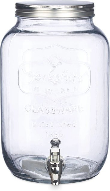 Relaxdays Getränkespender aus Glas und Edelstahl in Transparent mit Zapfhahn, 8 l - Bild 1