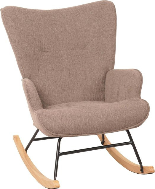 MCW Schaukelstuhl N14 Relaxsessel in Braun mit Massivholz-Pappelgestell und Stoffbezug - Bild 1