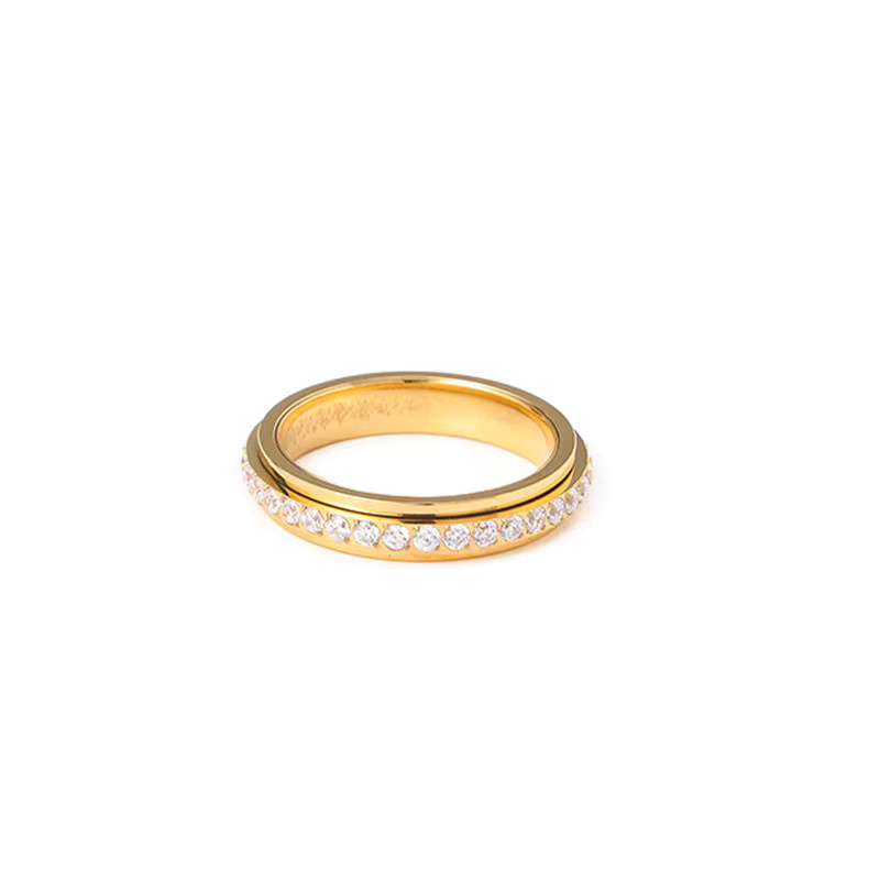 CARLIDANA Finger-Spinner-Ring, Titan, Gold, Zirkonia, Damen - Bild 3