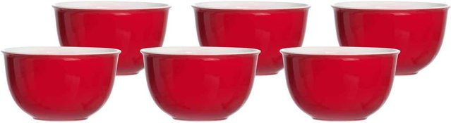 Ritzenhoff & Breker Müslischalen Doppio aus Porzellan und Glas, Rot, 6er Set, Durchmesser: 14 cm - Bild 1
