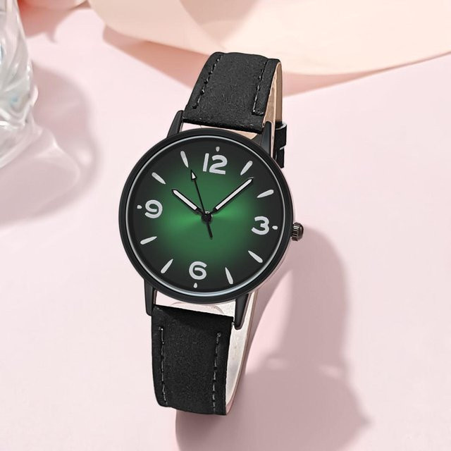 Armbanduhr Quarz, Leder, Grau, Damen - Bild 1