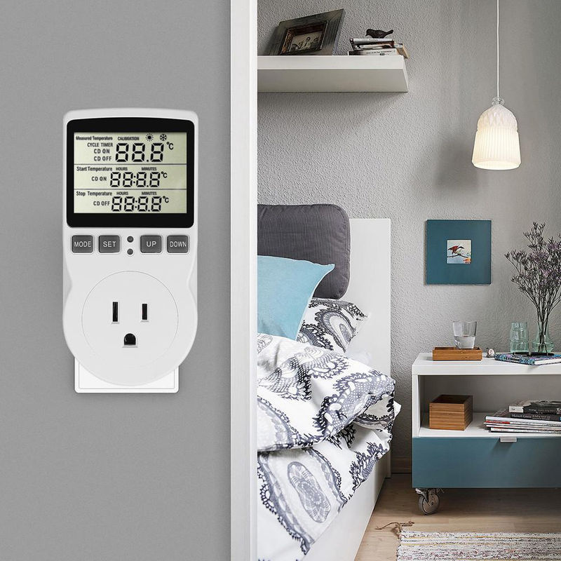 Oudun Digitaler Temperaturregler mit Zeitschaltuhr und Sensorsonde in Weiß - Bild 5