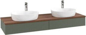 V&B Antao Waschtischunterschrank mit Frontstruktur und Beleuchtung in Weiss und Grau, B/T: 160 x 50 cm - Bild 1