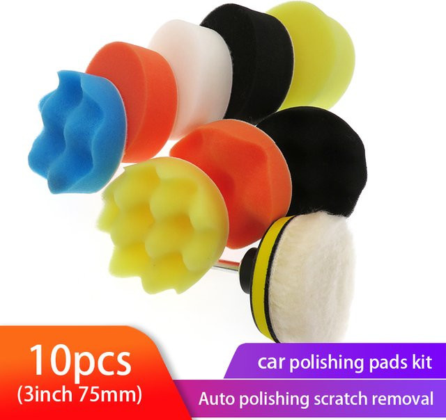 Vibratite 11-teiliges Set Polierschwämme und Wollpads mit Selbstklebe-Rücken für Auto Polierer und Bohradapter, Durchmesser: 7,62 cm, Mehrfarbig - Bild 1