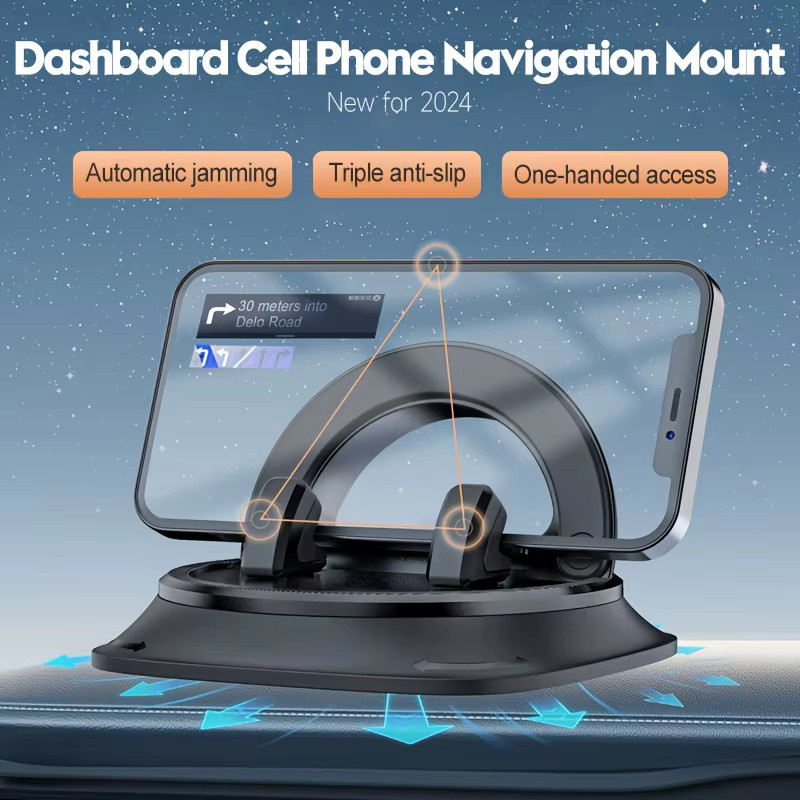 Universal 360 Grad drehbare Auto Telefonhalterung für das Dashboard in Schwarz mit Silikon-Halterung für GPS und Smartphone - Bild 3