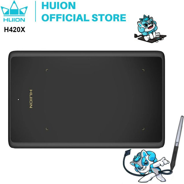 Huion H420X Digitales Grafiktablett in Schwarz mit batterielosem PW100 Stift - Bild 1