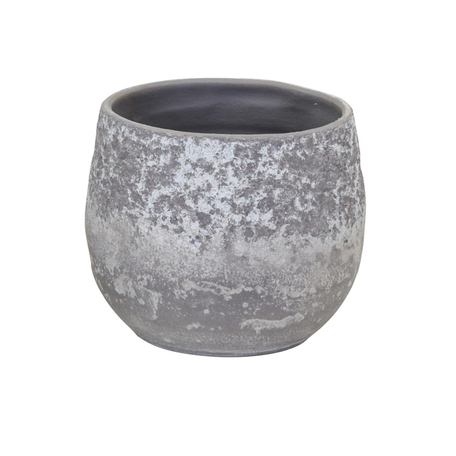 A.H.G. Keramiktopf Rustic Glasiert Rund Bauchig in Grau mit Steinoptik, Höhe: 17 cm, Breite: 17 cm, Tiefe: 17 cm - Bild 2