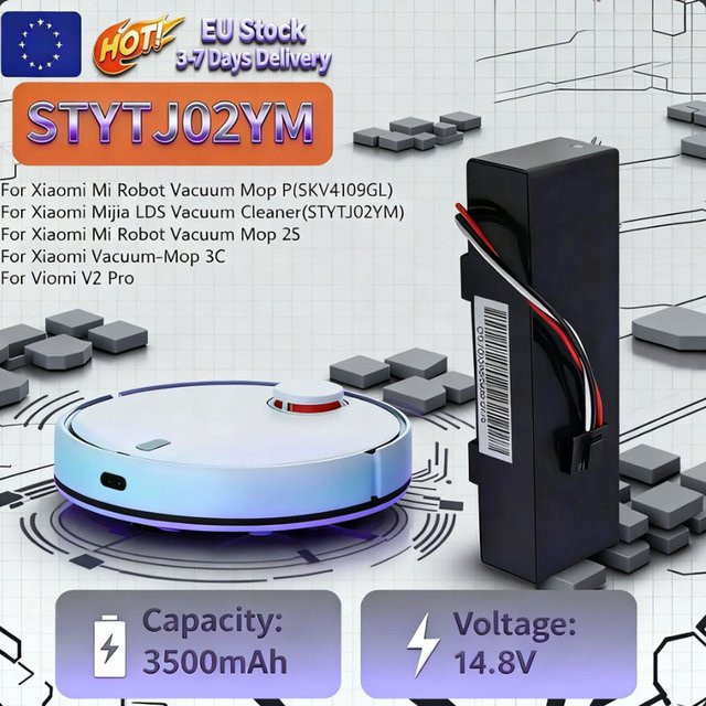 Wiederaufladbarer 18650-Akku 14,8 V für Xiaomi 2S Mijia STYTJ02YM Kehr- und Wischroboter sowie Haier JX37 Staubsauger in Schwarz - Bild 1