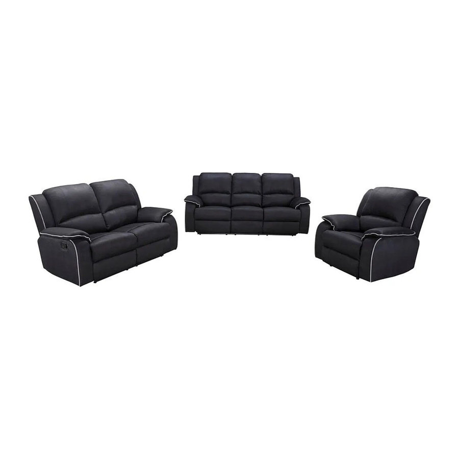 Vente-unique Couchgarnitur Hernani aus Microfaser in Schwarz mit Sessel, 2-Sitzer und 3-Sitzer, B/T/H: 210 x 158 x 100 cm - Bild 2