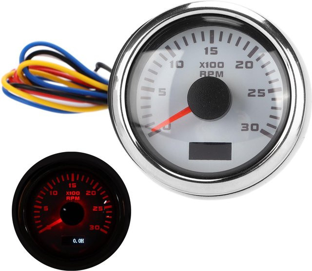GoolRC Universal Drehzahlmesser mit 52mm Zeiger und roter Hintergrundbeleuchtung in Grau für Motorrad, LKW, Boot und Benzinmotoren (9-30V) - Bild 1