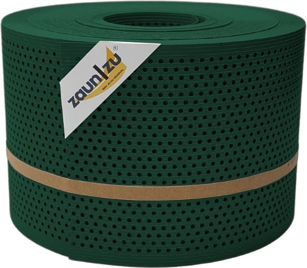 zaun zu Sichtschutzstreifen für Doppelstabmattenzaun, Rille gelocht, semi-transparent, PP, Grün, 50 m - Bild 1