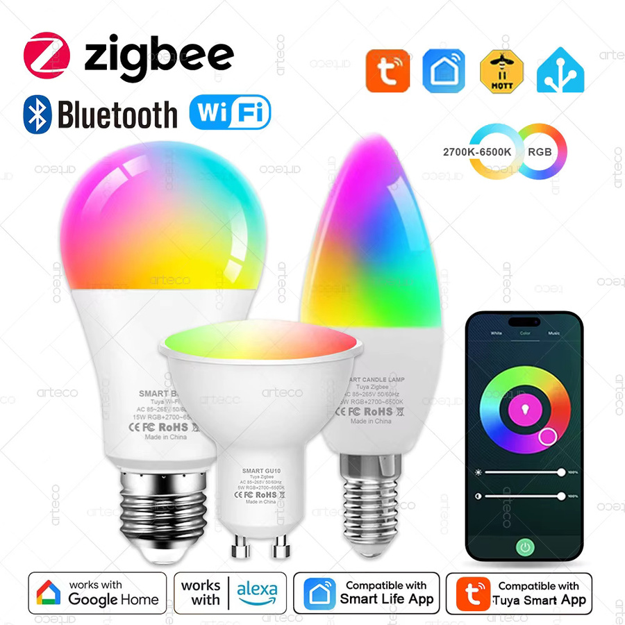 Tuya Intelligente LED-Glühbirne E27 mit WiFi, Zigbee und Bluetooth, dimmbare RGBCW Lampe kompatibel mit Alexa und Google Home - Bild 4