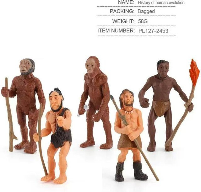 Linyi toy Prähistorisch Menschen, 6-teiliges Set, Rot, Braun, ab 3 Jahren - Bild 1