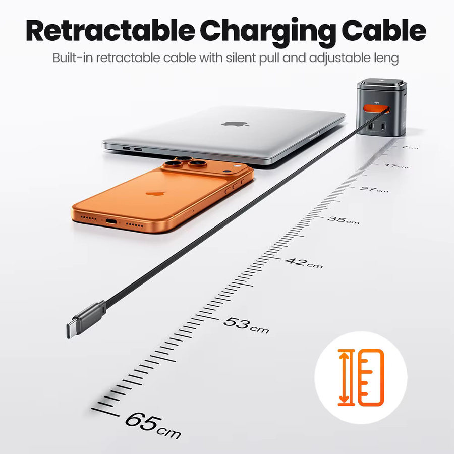 Toocki 80 W 6-in-1 GaN Ladestation mit 15 W MagSafe, 65 W PD und integriertem 60 W Kabel für iPhone und MacBook - Bild 4