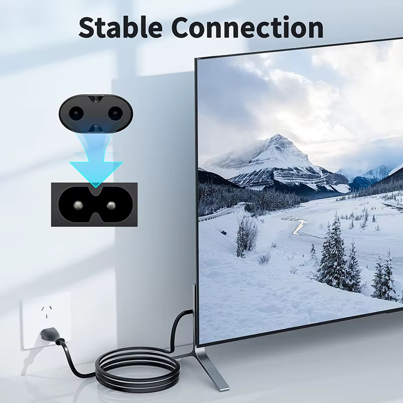 VBDWRM AC-Netzkabel 2-polig EU USA Stromkabel Abbildung 8 IEC 320-C7 in Schwarz für TV, Laptop, Drucker, Scanner, Xbox und PS5 - Bild 4