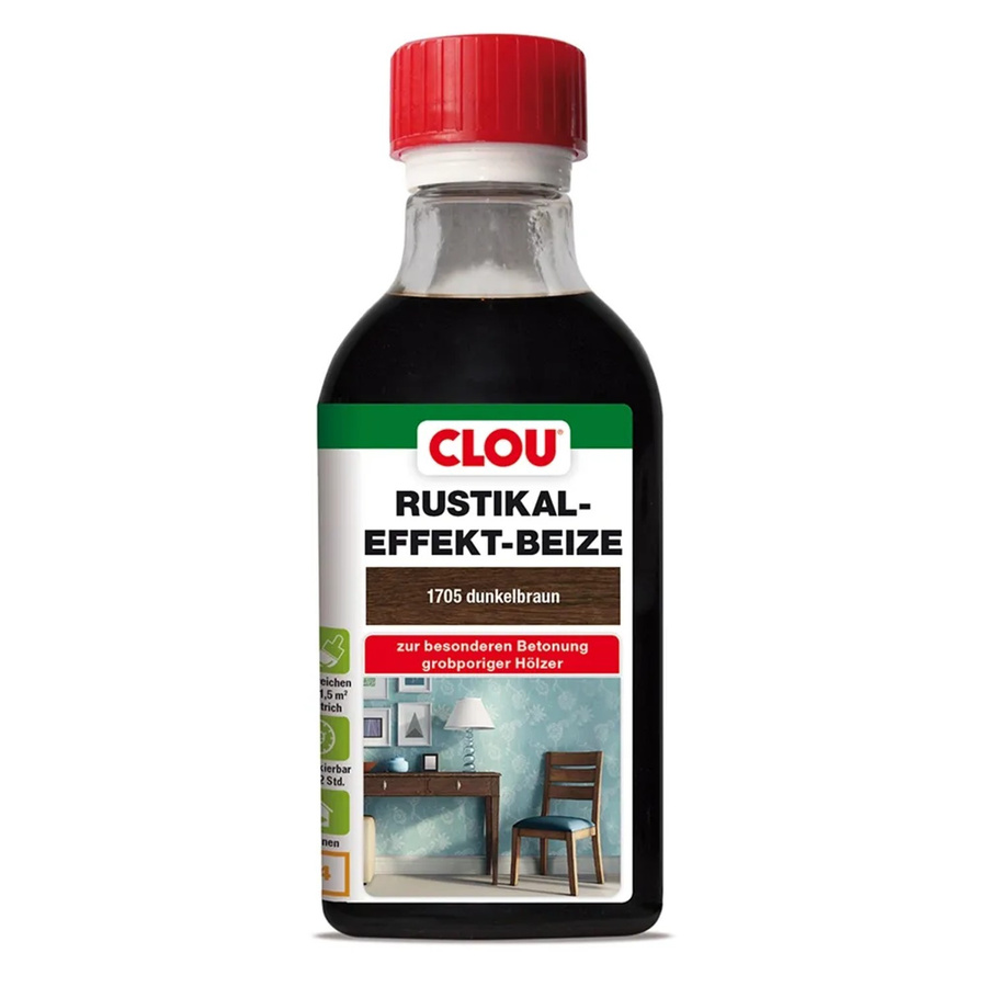 Clou Rustikaleffekt-Beize für Holz in Dunkelbraun, 250 ml - Bild 2