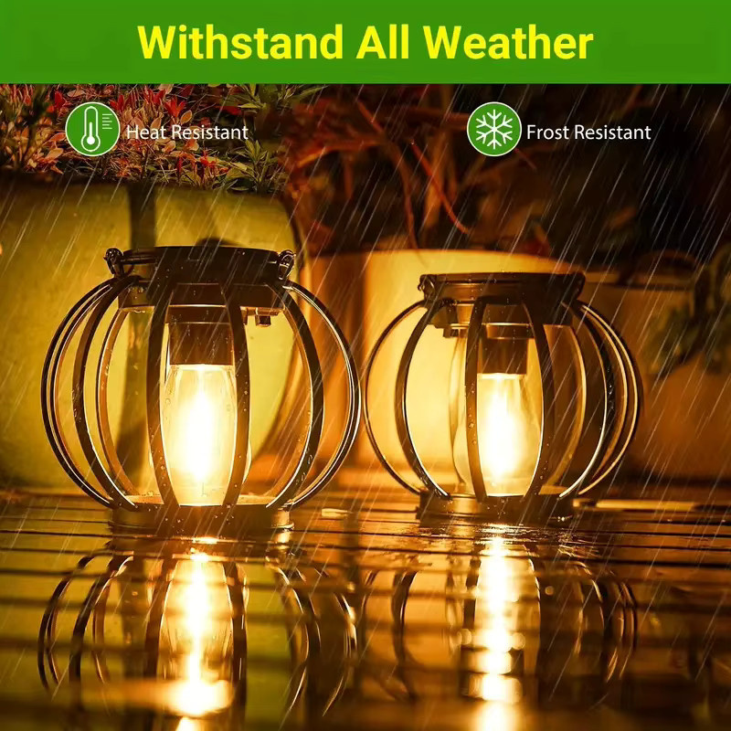 Leclstar Solarlaternen Set aus Metall mit warmweißem Filament-Licht für Garten und Terrasse - Bild 4