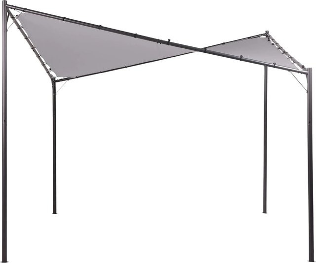 Beliani Garten-Pergola AVENTINE in Grau und Schwarz mit Polyester-Dach und Stahlgestell, B/T/H: 300 x 300 x 260 cm - Bild 1