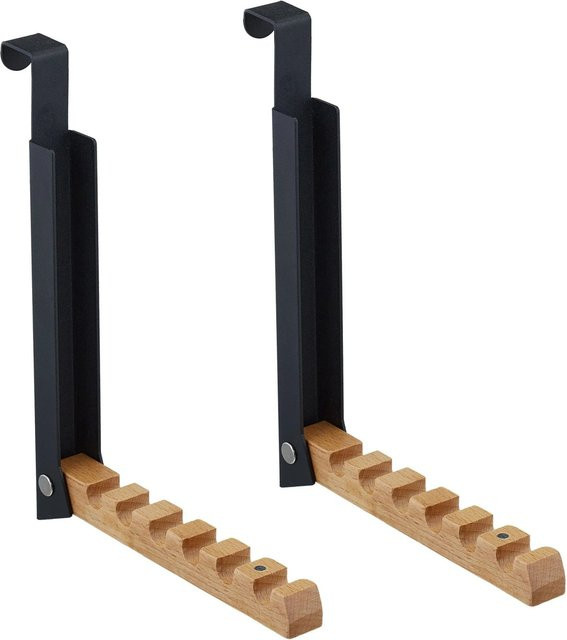 Relaxdays Türgarderobe 2er Set aus Eisen in Schwarz, klappbar, B/H/T: 21 x 18 x 2,5 cm - Bild 1