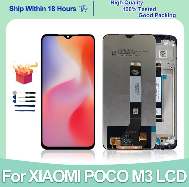 Xiaomi LCD Display Touchscreen Digitizer Montage für Poco M3 und Redmi 9T in Schwarz, 6.53 Zoll - Bild 1