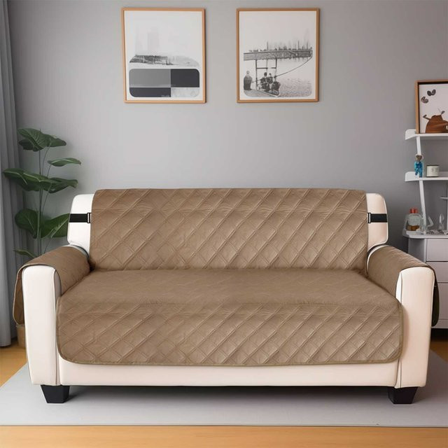 Wasserdichter Couchbezug für 1-Sitzer Sofaüberwurf in Braun mit rutschfestem Design und elastischem Band - Bild 1