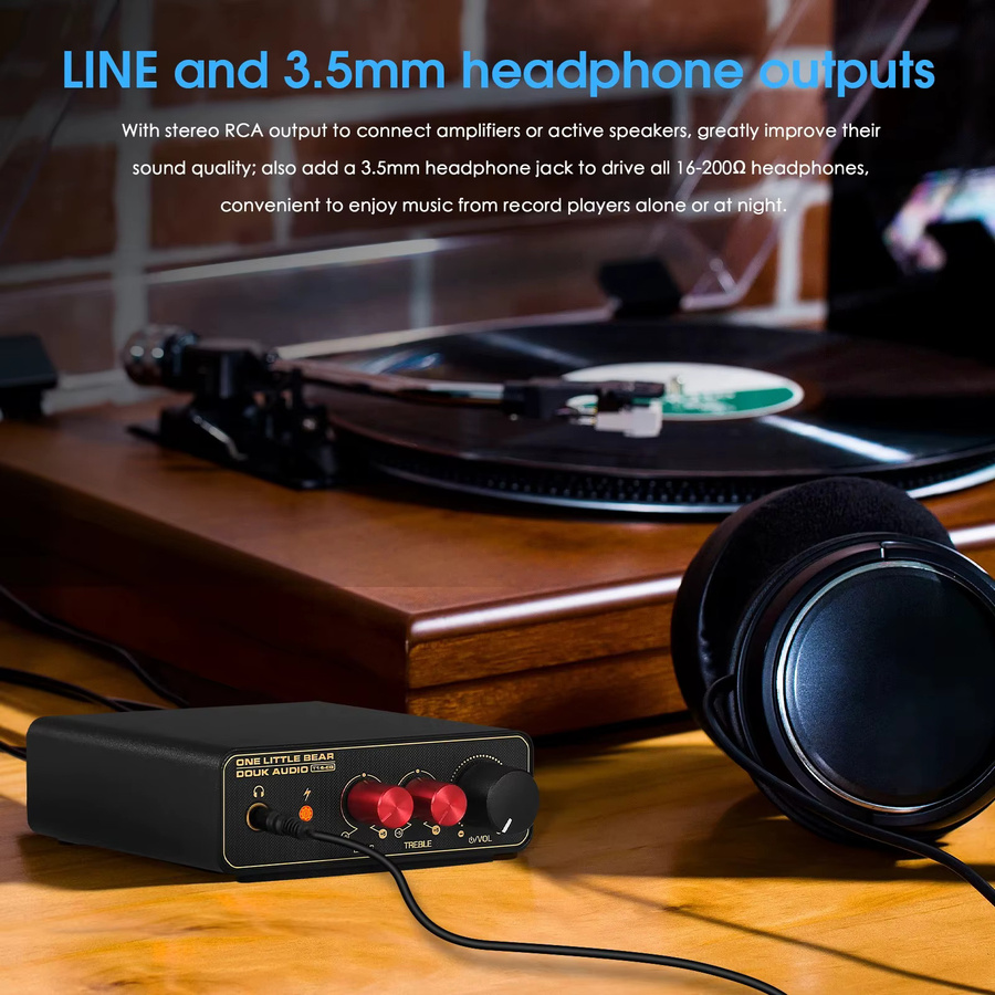 Nobsound T14-EQ HiFi Phono-Vorverstärker MM/MC RIAA Vorverstärker für LP-Vinyl-Plattenspieler in Schwarz mit 3,5mm Kopfhörerausgang - Bild 5
