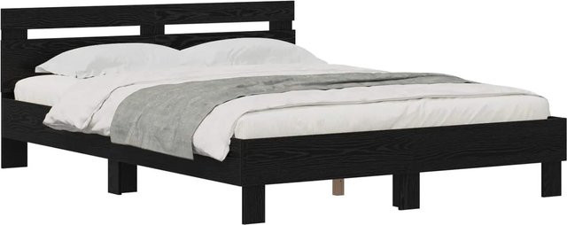 vidaXL Bettrahmen in Schwarz und Eichen-Optik aus Holzwerkstoff, B/T/H: 140 x 200 x 145 cm - Bild 1