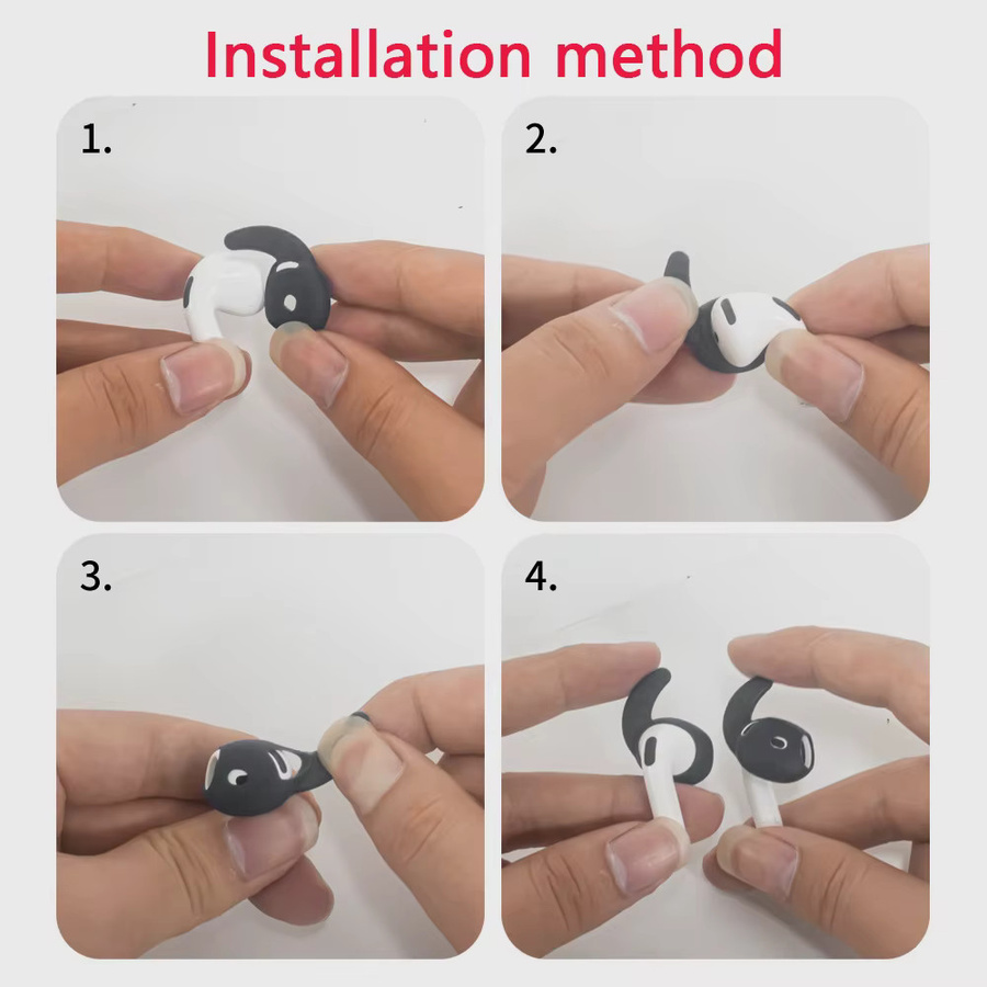 Apple AirPods 4 Zubehör Silikon Ohrkappen in Schwarz für sicheren Halt und Anti-Slip-Effekt - Bild 2