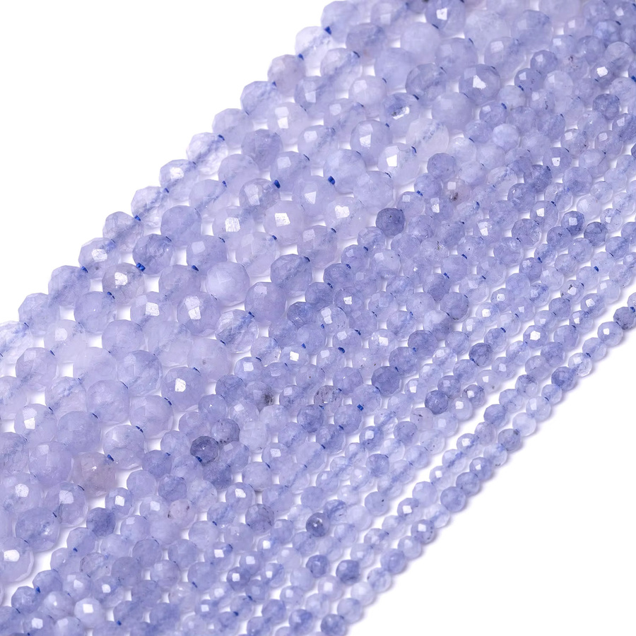 xilitata Perlen, Tansanit, blau, 2-4 mm, 38 cm - Bild 2
