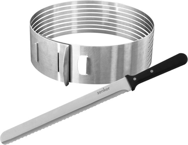 Zenker Tortenboden Schneidhilfe mit Tortenmesser aus Edelstahl und Kunststoff, Silber, rund - Bild 1