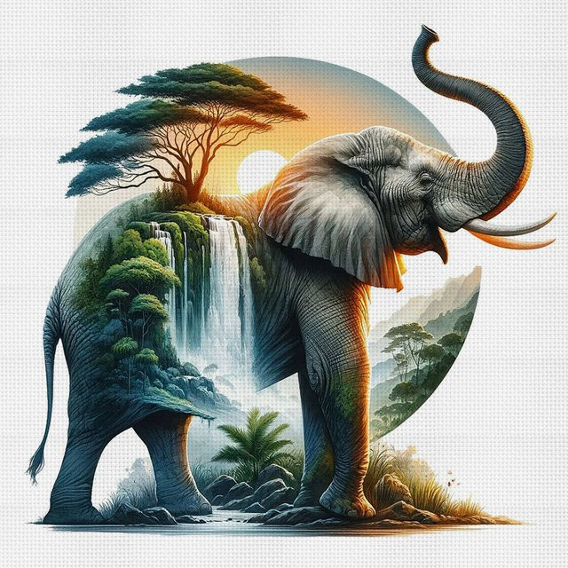Nature's Giant Kreuzstich-Set zum Selbermachen, 11CT Stickerei in Multicolour, B/H: 36 x 36 cm - Bild 1