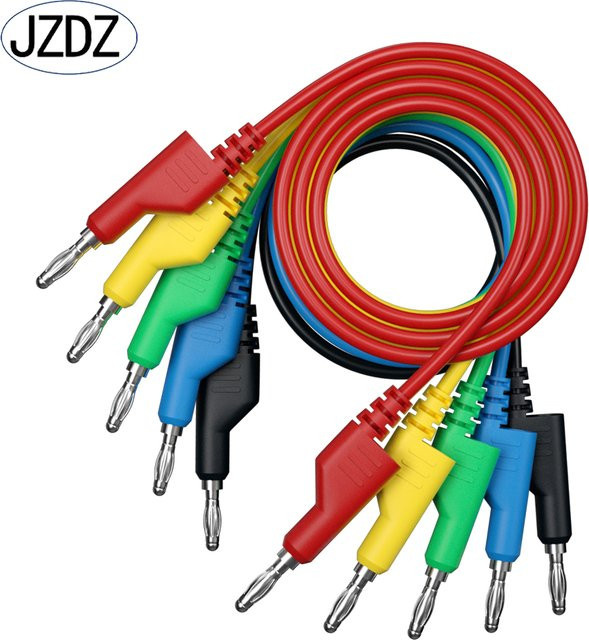 JZDZ Multimeter-Messleitungen Set mit 5 Bananensteckern auf Bananenstecker, 200 cm Länge, 4 mm Durchmesser, Mehrfarbig - Bild 1
