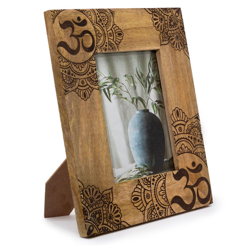Bilderrahmen SHAMTAM aus Mangoholz mit Mandala-Design in Schwarz, B: 13 cm, H: 18 cm - Bild 2