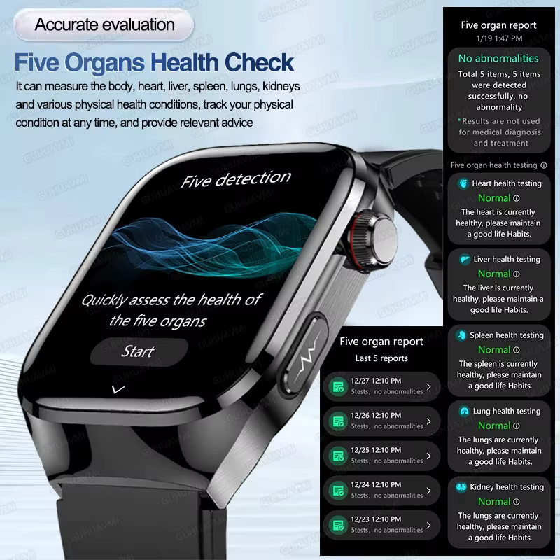 GUHUAVMI EKG-Smartwatch mit 2,04 Zoll AMOLED Display in Schwarz für Männer und Frauen mit Blutdruck-, Lipid- und Harnsäure-Tracking sowie IP68-Schutzklasse - Bild 4